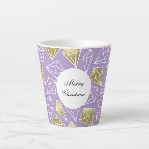 Caneca De Café Latte Natal de Ouros Dourados Roxos