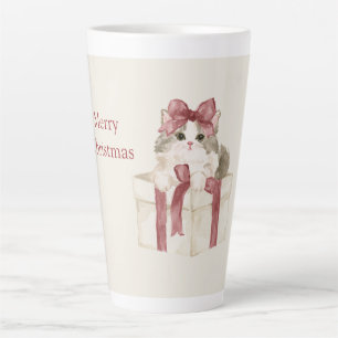 Caneca De Café Latte Natal do Gato na Caixa