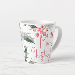 Caneca De Café Latte Natal dos Botânicos da Aquarela Elegante