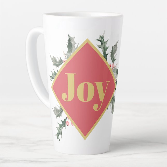 Caneca De Café Latte Natal dos Botânicos da Aquarela Elegante (Ângulo esquerdo)