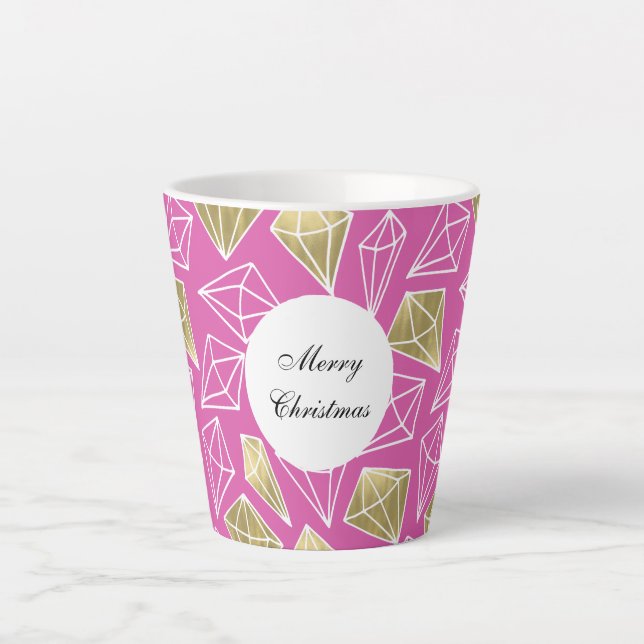Caneca De Café Latte Natal Dourado rosa (Frente)