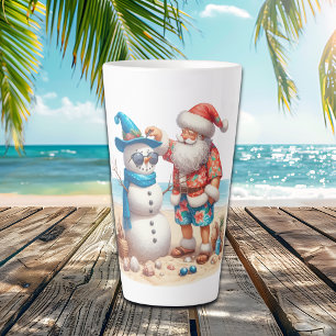 Caneca De Café Latte Natal e Boneco de Neve Ilha Tropical de Natal