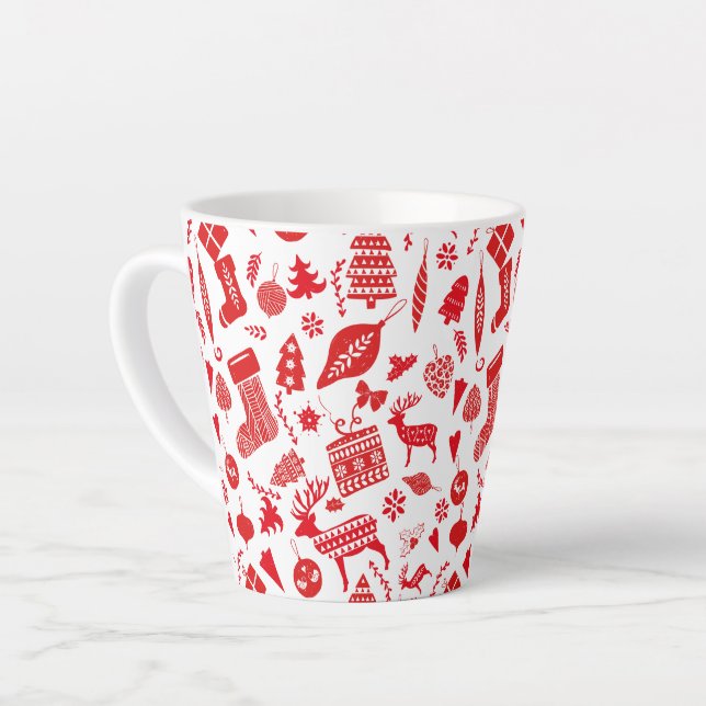 Caneca De Café Latte Natal Escandinavo Festivo (Ângulo esquerdo)