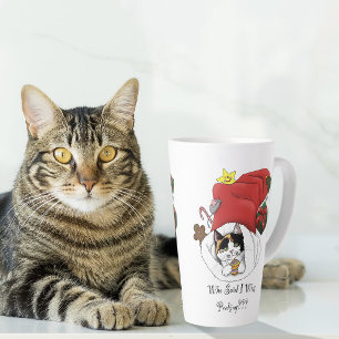 Caneca De Café Latte Natal estocando o doce Calico Kitten