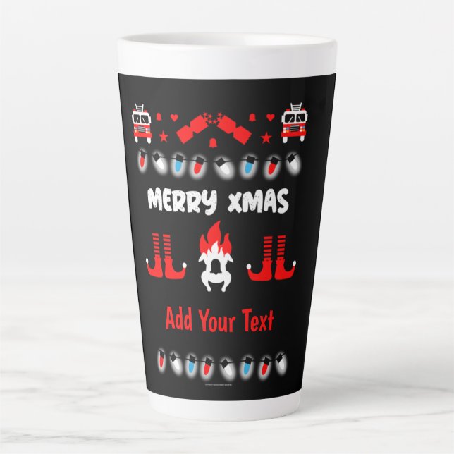 Caneca De Café Latte Natal feio do bombeiro (Frente)