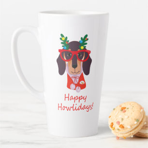 Caneca De Café Latte Natal Fofo Feliz Como Dias de Férias Doxie Dachshu