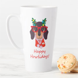Caneca De Café Latte Natal fofo, Feliz Comoledos, Doxie Dachshund Cacho