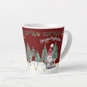 Caneca De Café Latte Natal Gnomo Burgundy - Estrelas Claras