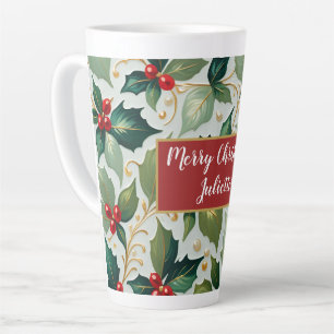 Caneca De Café Latte Natal Holly