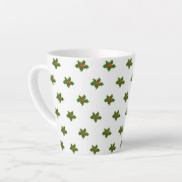 Caneca De Café Latte Natal Holly Pattern