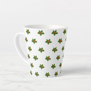 Caneca De Café Latte Natal Holly Pattern