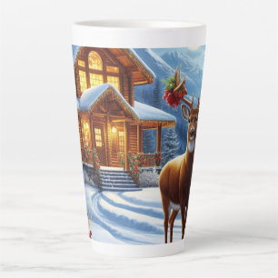 Caneca De Café Latte Natal/Inverno Deer Lodge