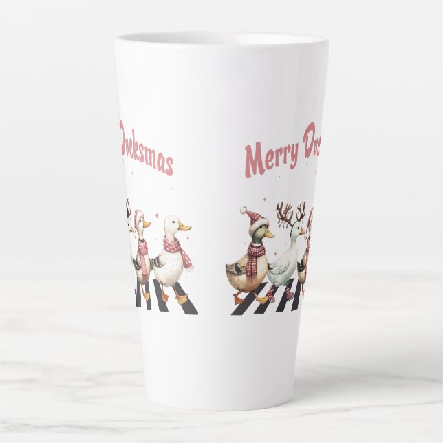 Caneca De Café Latte Natal Latte Mug Feliz Ducksmas (Frente)