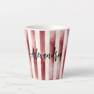 Caneca De Café Latte Natal Listras de Creme Borgonha Vermelho