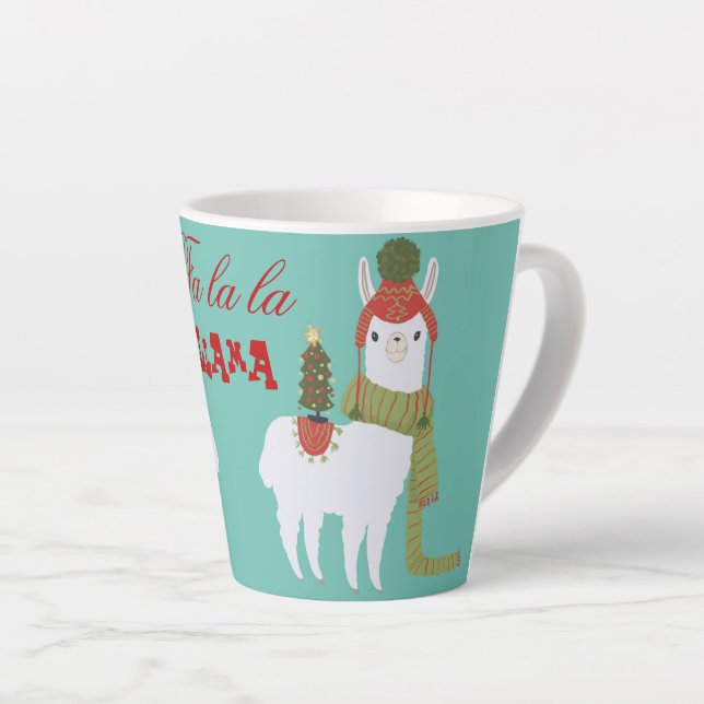 Caneca De Café Latte Natal Llama (Ângulo direito)