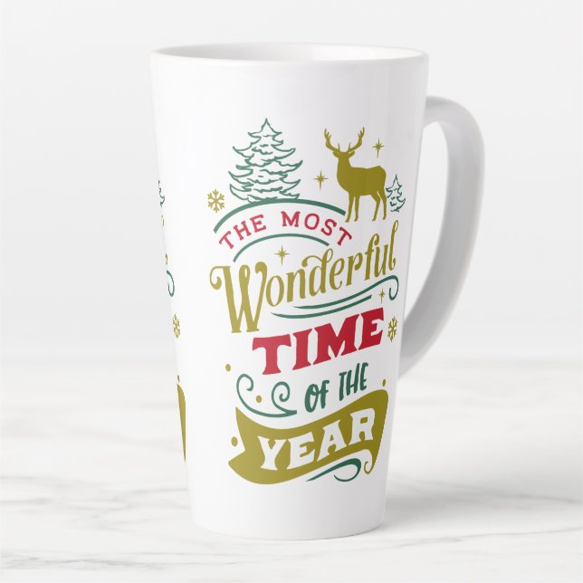 Caneca De Café Latte Natal maravilhoso (Ângulo direito)