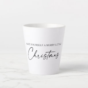 Caneca De Café Latte Natal minimalista com script de Caneta de tinta pa