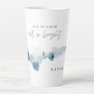 Caneca De Café Latte Natal minimamente personalizado da floresta aquát