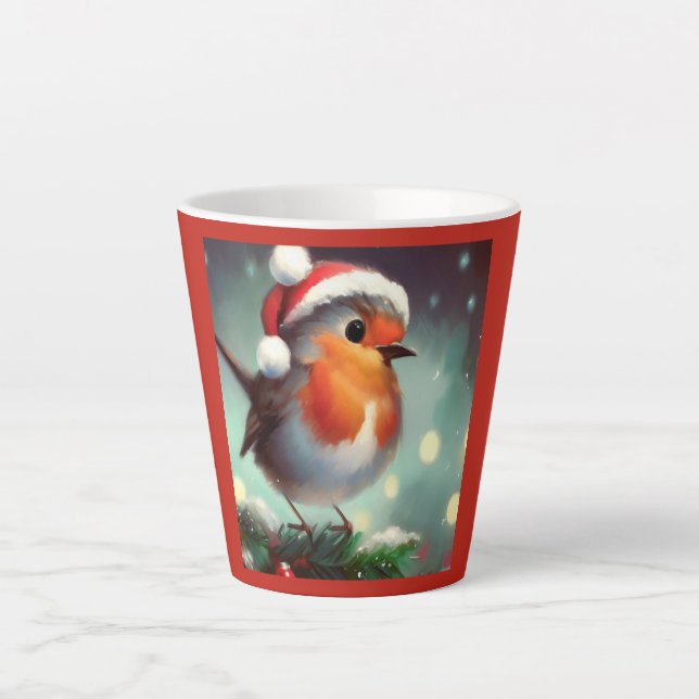 Caneca De Café Latte Natal Robin 2 (Frente)