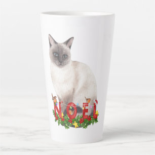Caneca De Café Latte Natal Siamês Cat Watercolor Latte Mug