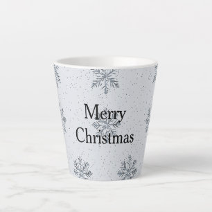 Caneca De Café Latte Natal Silver Snowflakes