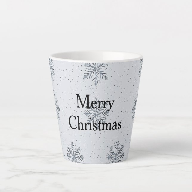 Caneca De Café Latte Natal Silver Snowflakes (Frente)