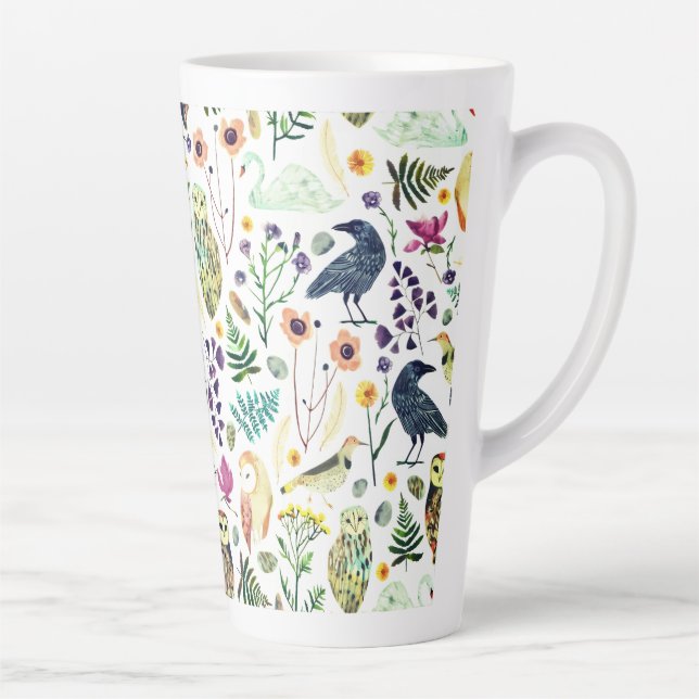 Caneca De Café Latte Nature-Inspired Botanical Pattern Decorative Throw (Direita)