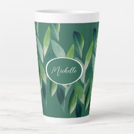 Caneca De Café Latte Natureza Boêmia Verde Moderna