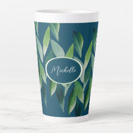 Caneca De Café Latte Natureza Boêmia Verde Moderna