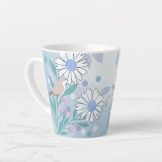 Caneca De Café Latte Natureza Floral das Aves Botânica