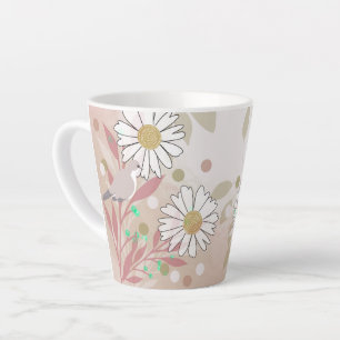 Caneca De Café Latte Natureza Floral das Aves Botânica