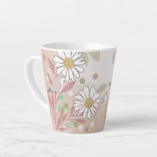 Caneca De Café Latte Natureza Floral das Aves Botânica