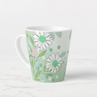 Caneca De Café Latte Natureza Floral das Aves Botânica