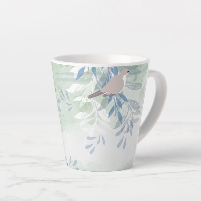 Caneca De Café Latte Natureza Floral das Aves Botânica (Ângulo direito)