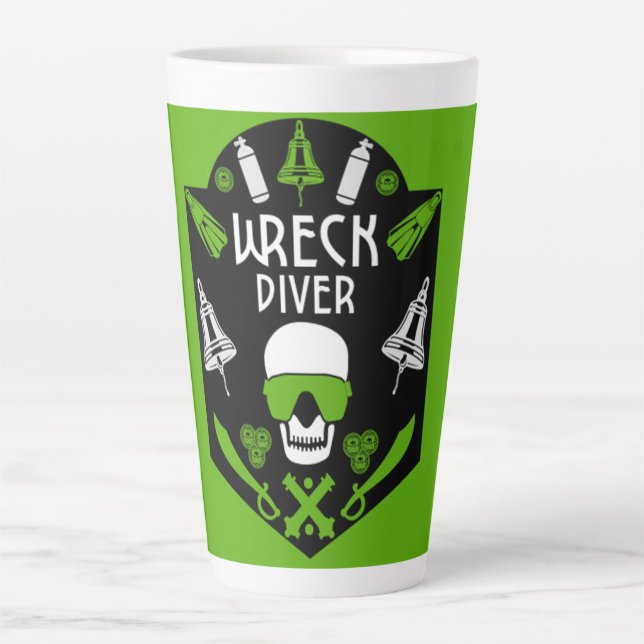 Caneca De Café Latte naufrágios de mergulho no mar (Frente)