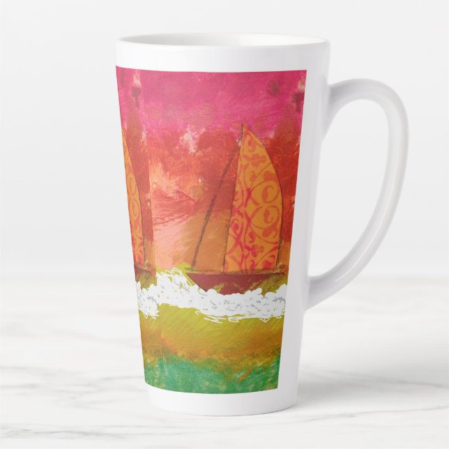 Caneca De Café Latte Navegação em Céu Vermelho (Direita)