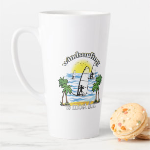 Caneca De Café Latte Navegar No Windsurfing É Muito Divertido