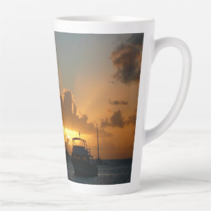 Caneca De Café Latte Navios e paisagens tropicais solares
