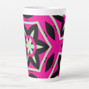 Caneca De Café Latte Negro rosa verde moderno ousado
