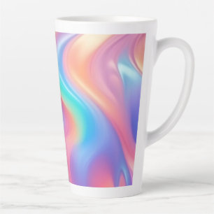 Caneca De Café Latte Néon de tendência Ondas abstrato azuis cor-de-rosa