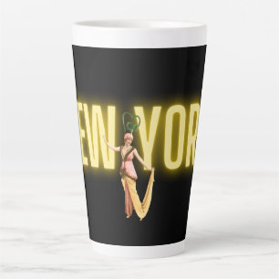 Caneca De Café Latte Neon Nova York & Belezas Vintage