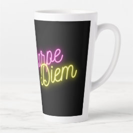 Caneca De Café Latte Neon Pink e Yellow Carpe Diem