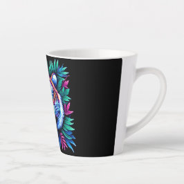 Caneca De Café Latte Neon Tiger e folhas da selva