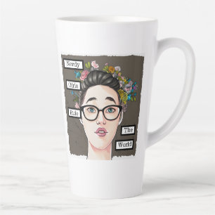 Caneca De Café Latte Nerdy Girls governa o mundo