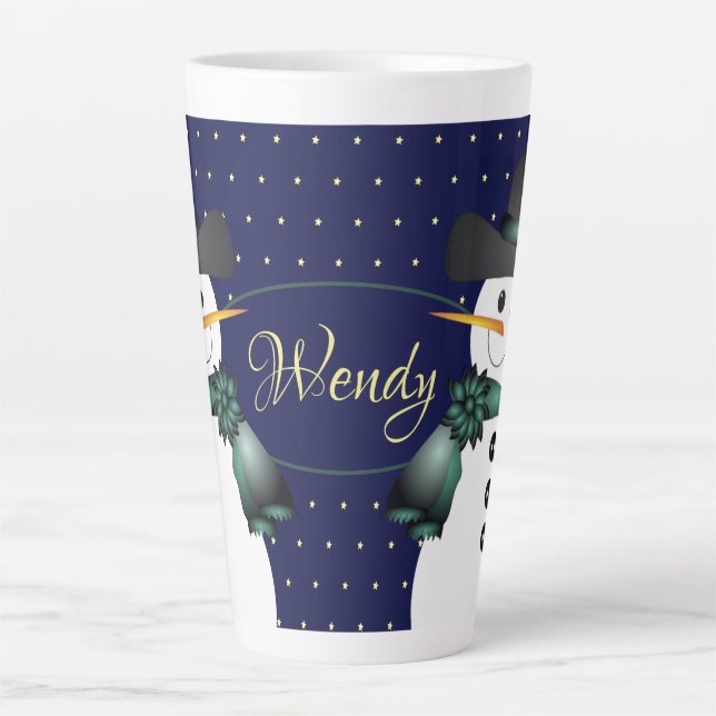 Caneca De Café Latte Neve Azul Escuro (Frente)