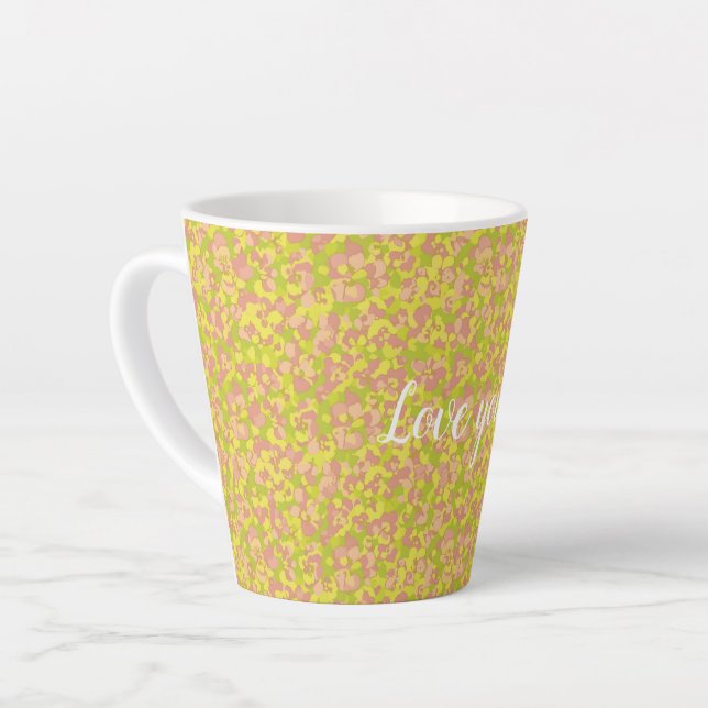 Caneca De Café Latte Névoa em Flor (Ângulo esquerdo)