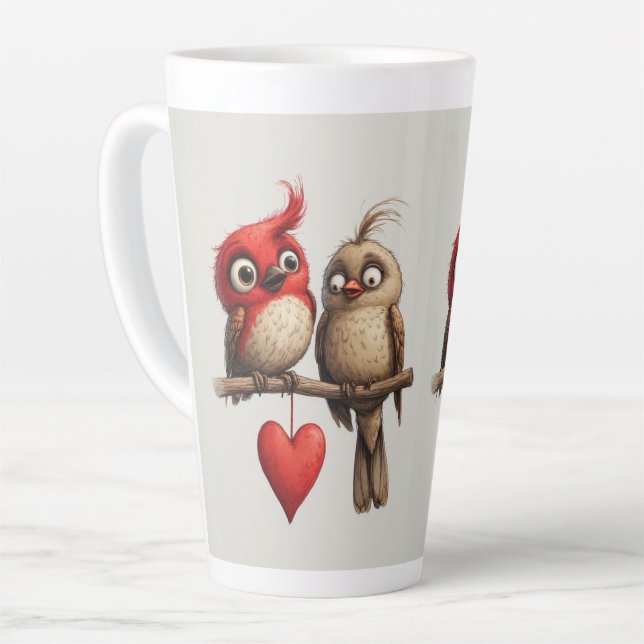 Caneca De Café Latte New Year, Love, Birds (Ângulo esquerdo)