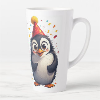 Caneca De Café Latte New year, love, birds, penguins