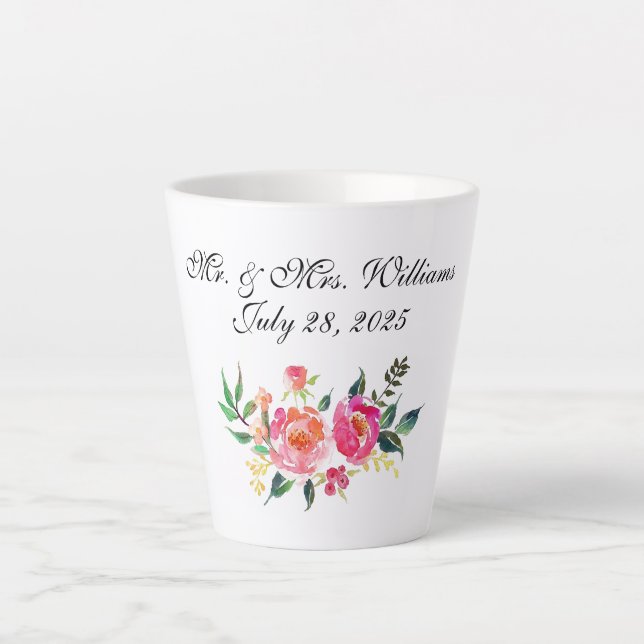 Caneca De Café Latte Newlyweds Personalizado (Frente)