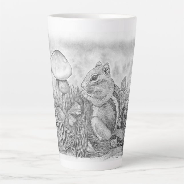 Caneca De Café Latte Nibbling de chipmunk (Frente)